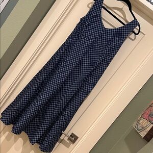 Draper James 100% linen  Navy and White Midi Dress, 14